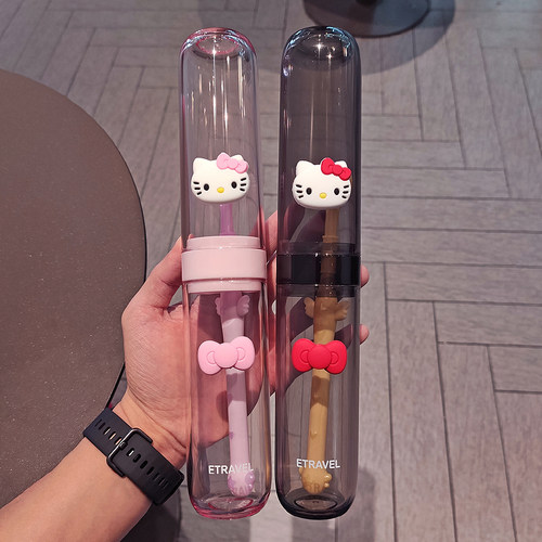 可爱电动牙刷盒漱口杯洗漱可放旅行牙具便携牙膏牙刷收纳盒加长版