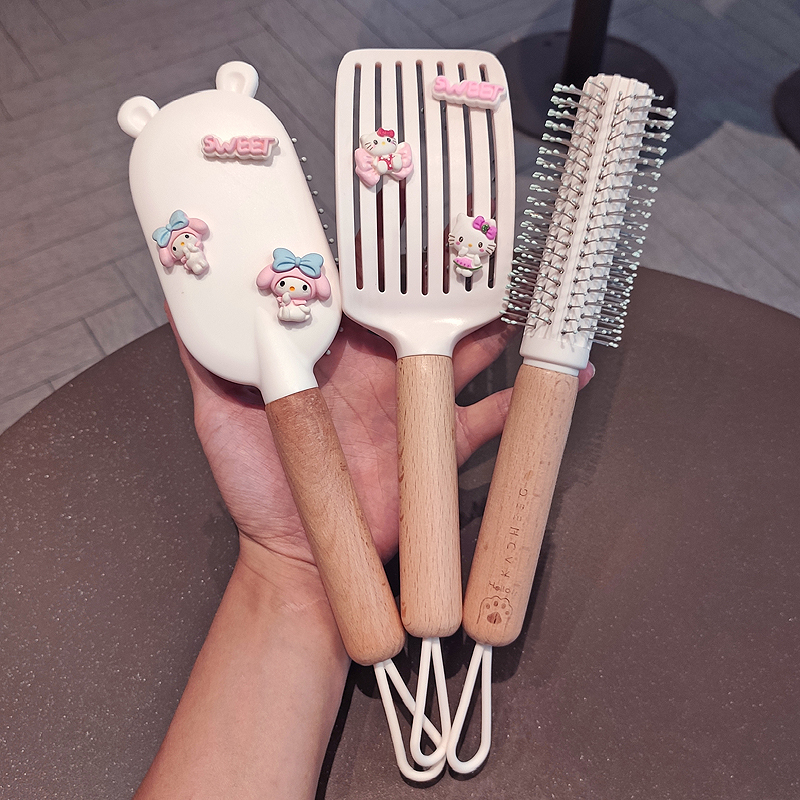 日系萌宠梳子女士气垫梳可爱女生大弯梳少女心按摩气垫梳排骨木梳