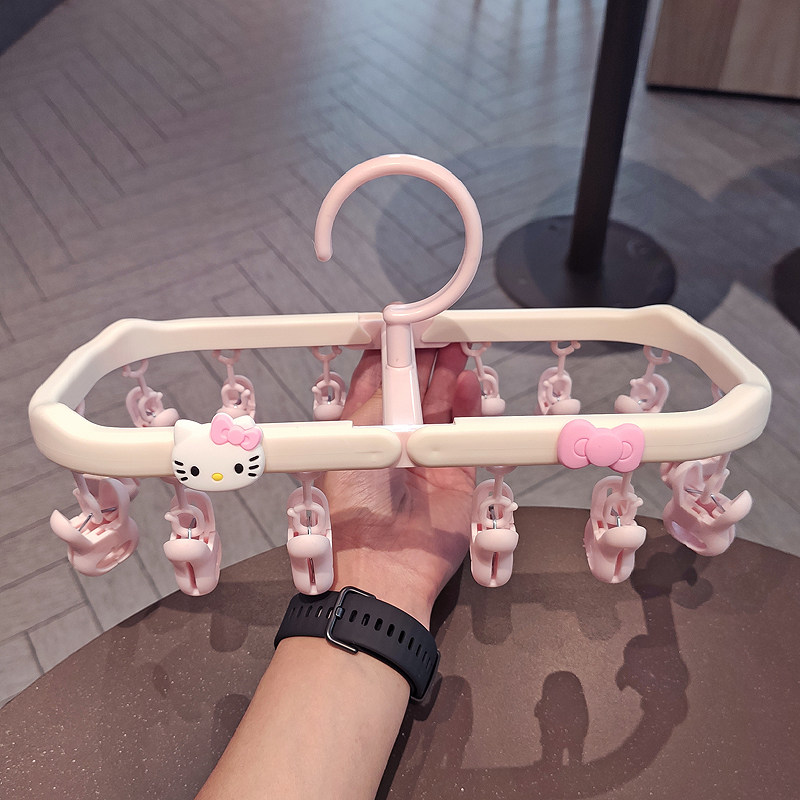 卡通折叠多夹子晾衣架宿舍学生内衣裤袜子晾晒架便携旅行折叠衣架