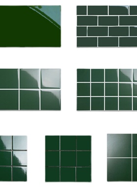 北欧格子墨绿色马卡龙瓷砖墙砖300x600厨房阳台卫生间浴室吧台彩