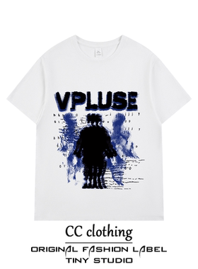 美式街头潮牌小众激光人物印花纯棉重磅短袖T恤高街复古上衣