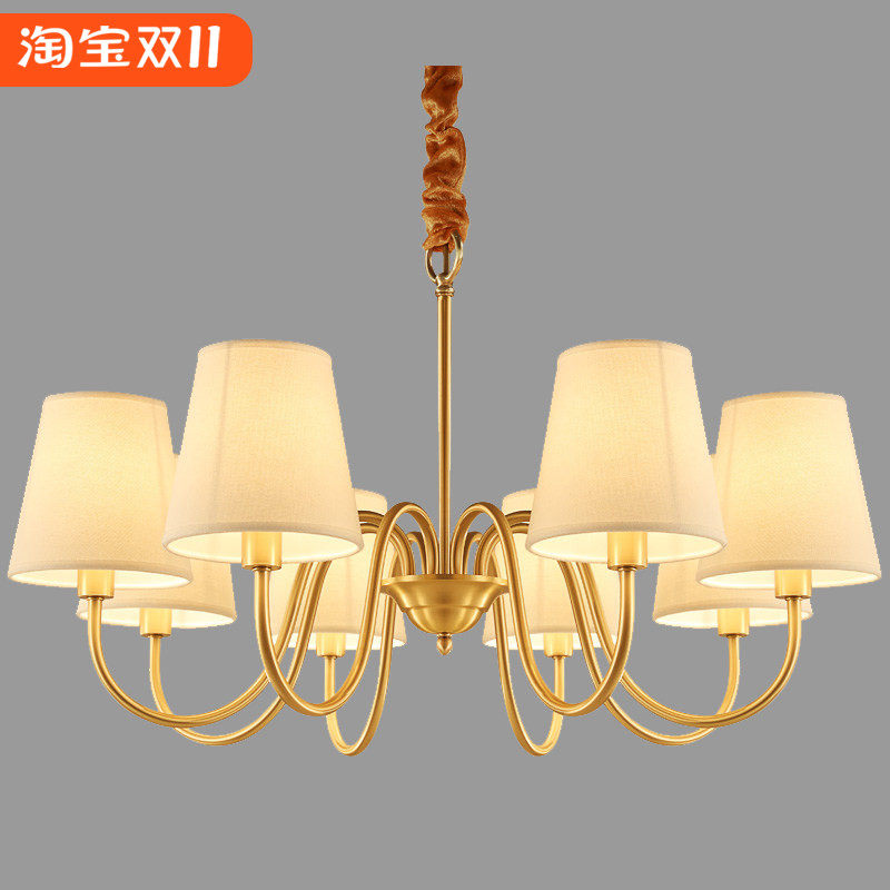 全铜美式乡村田园吊灯客厅灯Vintage复古欧式简约现代卧室纯铜灯