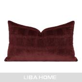现代简约轻奢样板房意式 简约北欧丝绒红色新年抱枕沙发靠枕腰枕