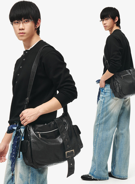 NESBIT【信使】松弛感软皮斜挎包男2025新款潮牌邮差包单肩通勤包