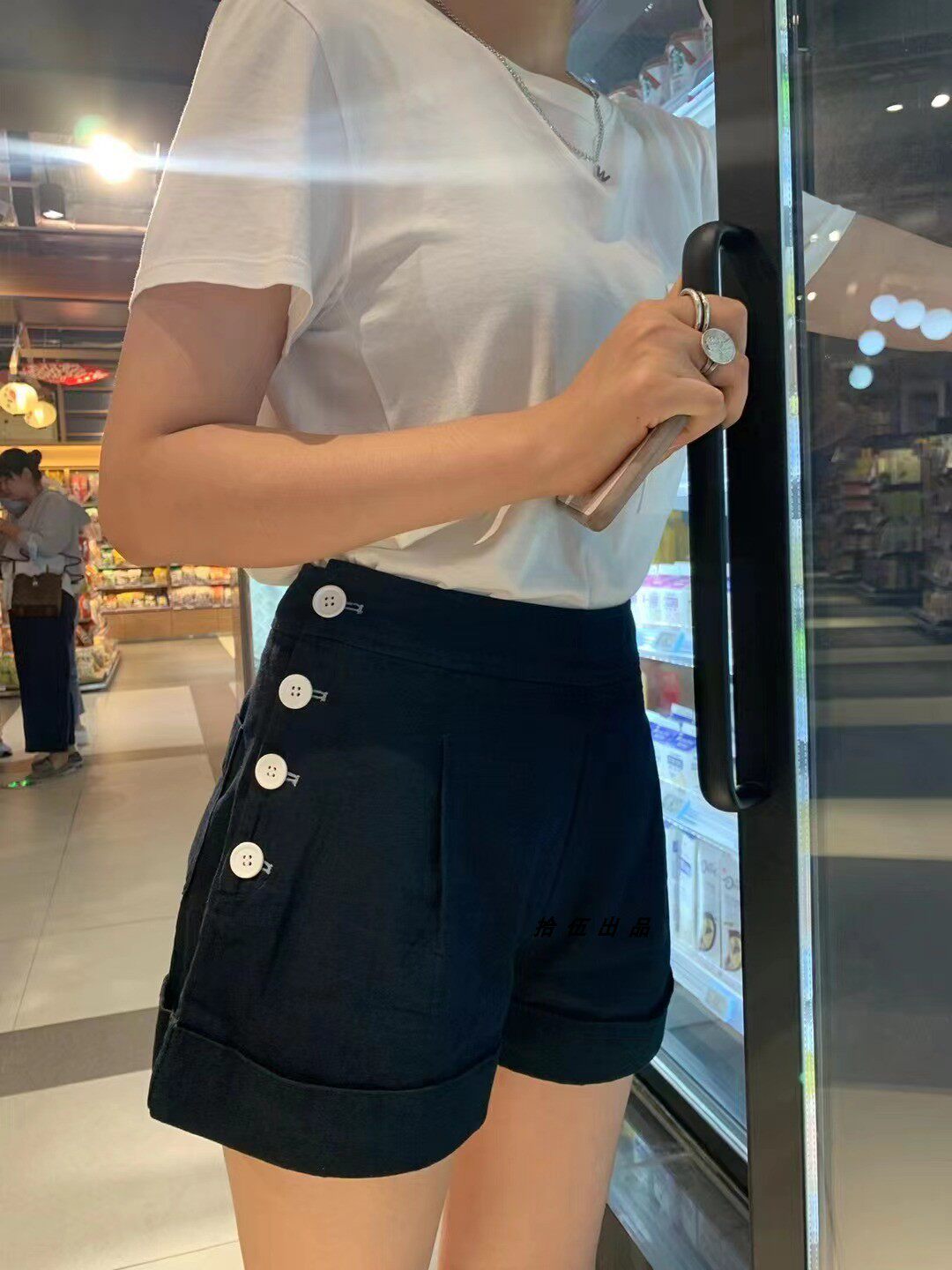 会员福利 出口日本 夏日西短 棉麻双排扣高腰显瘦时尚短裤女夏