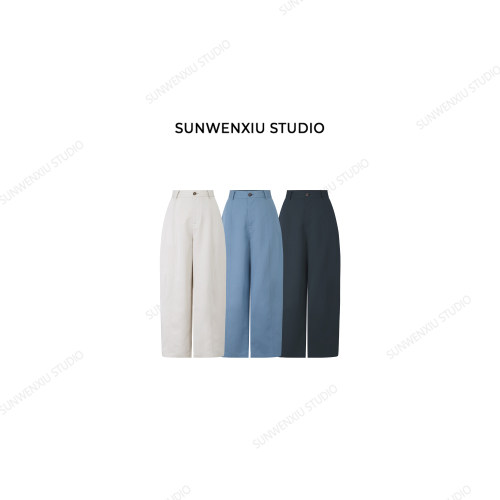 swx studio 韩代西裤 超洋气轻薄莱赛尔阔腿微弯刀裤夏季西裤429B