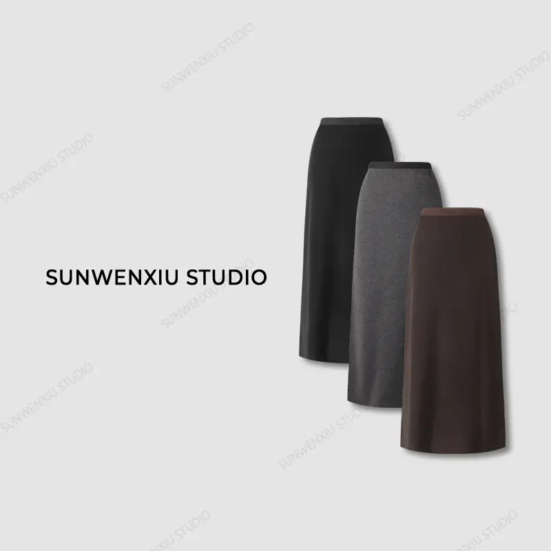 孙文秀studio口碑之作桑蚕丝羊毛秋冬高品质极简显瘦A字半身裙女,女装/女士精品,半身裙,淘宝优惠券,粉丝福利购,淘宝优惠卷