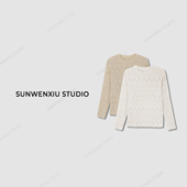 气质叠穿镂空弹力软蕾丝长袖 春秋季 打底上衣 studio温柔蕾丝衫 swx