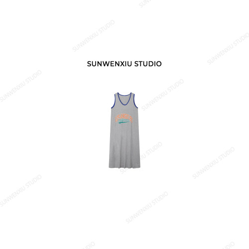 swx studio 将慵懒进行到底 私服系列100%棉无袖长款背心裙519A