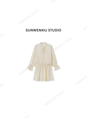 swx studio 千金少女 醋酸温柔法式浪漫抽绳收腰连衣裙1250B