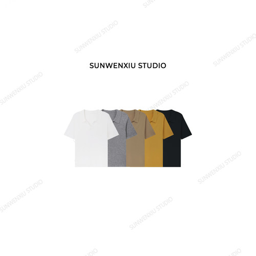 孙文秀studio 体制内 极简利落通勤百搭Polo领夏日针织衫1132