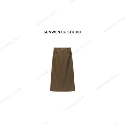 swx studio 任意搭配2.0 复古做旧100%全棉水洗极简半身裙597A