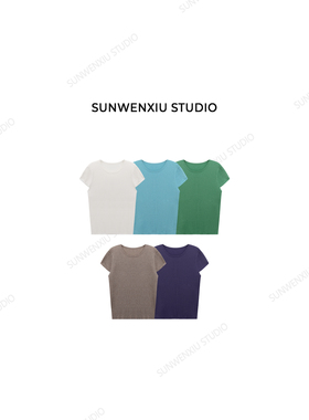 swx studio 麦田 极简老钱风软糯不扎肤舒适夏日短袖针织上衣2086