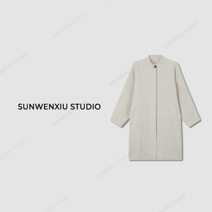 swx studio “布拉格”新年战袍羊毛手工双面呢中长款立领大衣