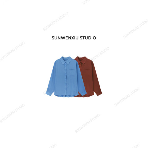 swx studio 红蓝cp 天丝苎麻透气吸汗极简高品质夏季防晒衬衫587C