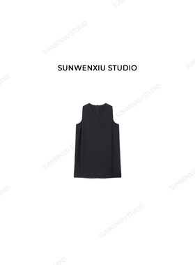 孙文秀studio 设计师背心裙 小众极简后摆位遮肉显瘦中长小衫394A
