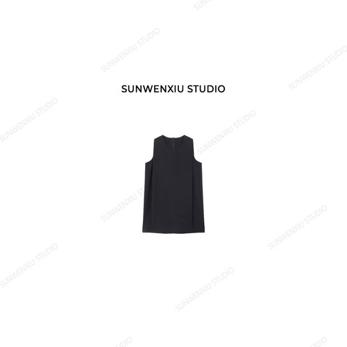 孙文秀studio 设计师背心裙 小众极简后摆位遮肉显瘦中长小衫394A
