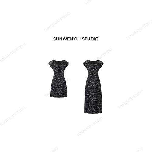 swx studio 玫瑰花海 夏日收腰显瘦双版本长短款碎花连衣裙275A