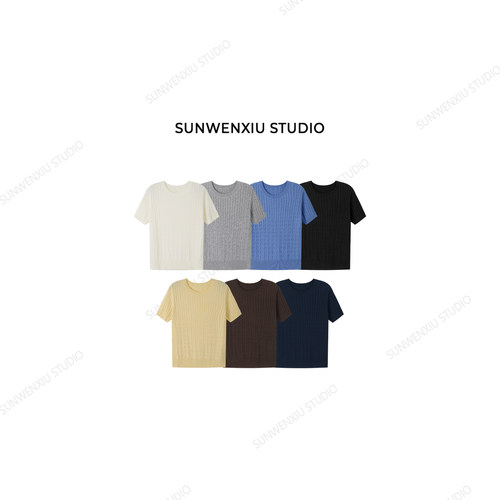 swx studio 拉夫针织 羊毛混纺夏日清透经典老钱麻花针织衫1123