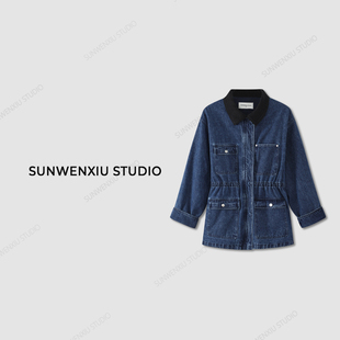 孙文秀STUDIO“私服牛仔”土耳其100%棉牛仔羊毛填充抽绳冬季外套