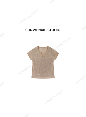 swx studio 和纸纱系列 简约设计感不规则和纸纱针织T恤4104