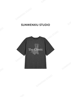 swx studio 复古小狗 复活款韩代数码印花休闲宽松T恤2120B