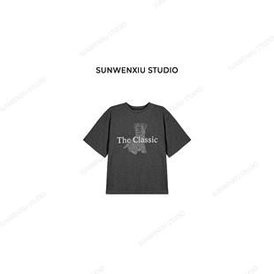 复活款 swx studio 复古小狗 印花休闲宽松T恤2120B 韩代数码
