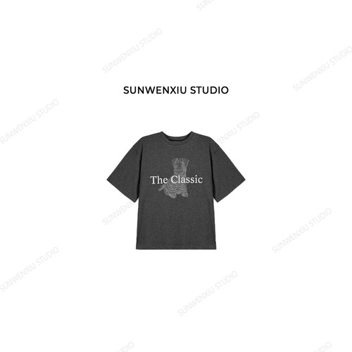 swx studio 复古小狗 复活款韩代数码印花休闲宽松T恤2120B