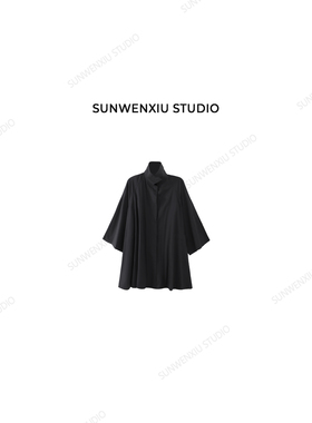 swx studio 红毯风衣 row系大量感A版简约宽松黑色风衣外套133A
