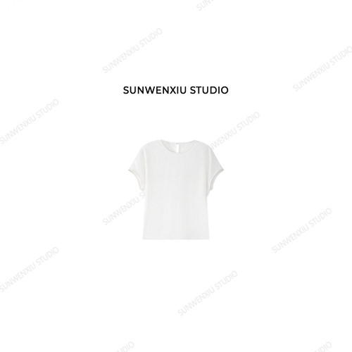 swx studio 粗粝麻 筋骨感100%亚麻定制开发面料极简落肩小衫389B