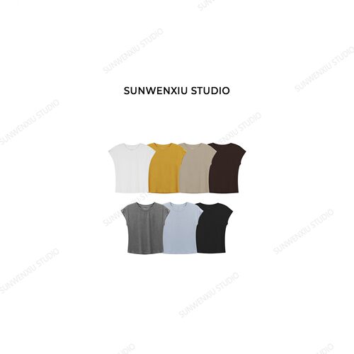 swx studio 奶柔T 老粉好口碑复活款圆领小飞袖会起球T恤2032B