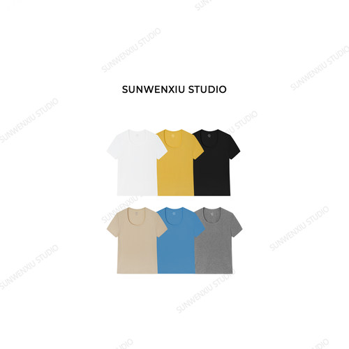swx studio 鹅蛋T 夏季极简基础弹力纯色修身小版打底短袖T恤320B