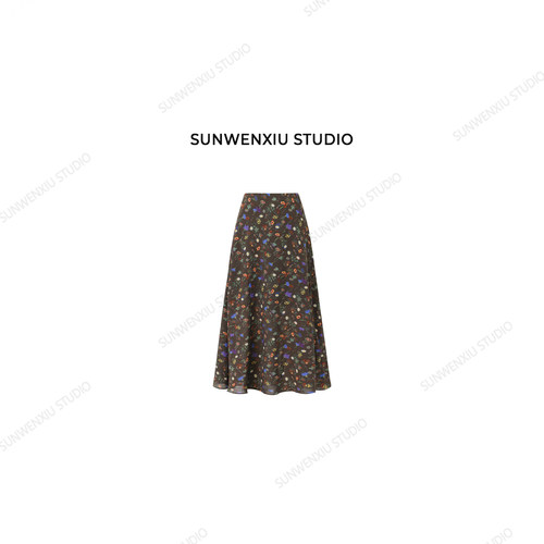 swx studio 花园裙 夏季松弛高品质复古碎花高腰半身裙433C