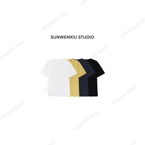 swx studio 瘦溜T 100%棉爽滑亲肤侧开叉落肩中长款宽松T恤513B