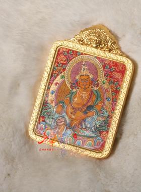 热贡纯手绘随身微唐吊坠黄C