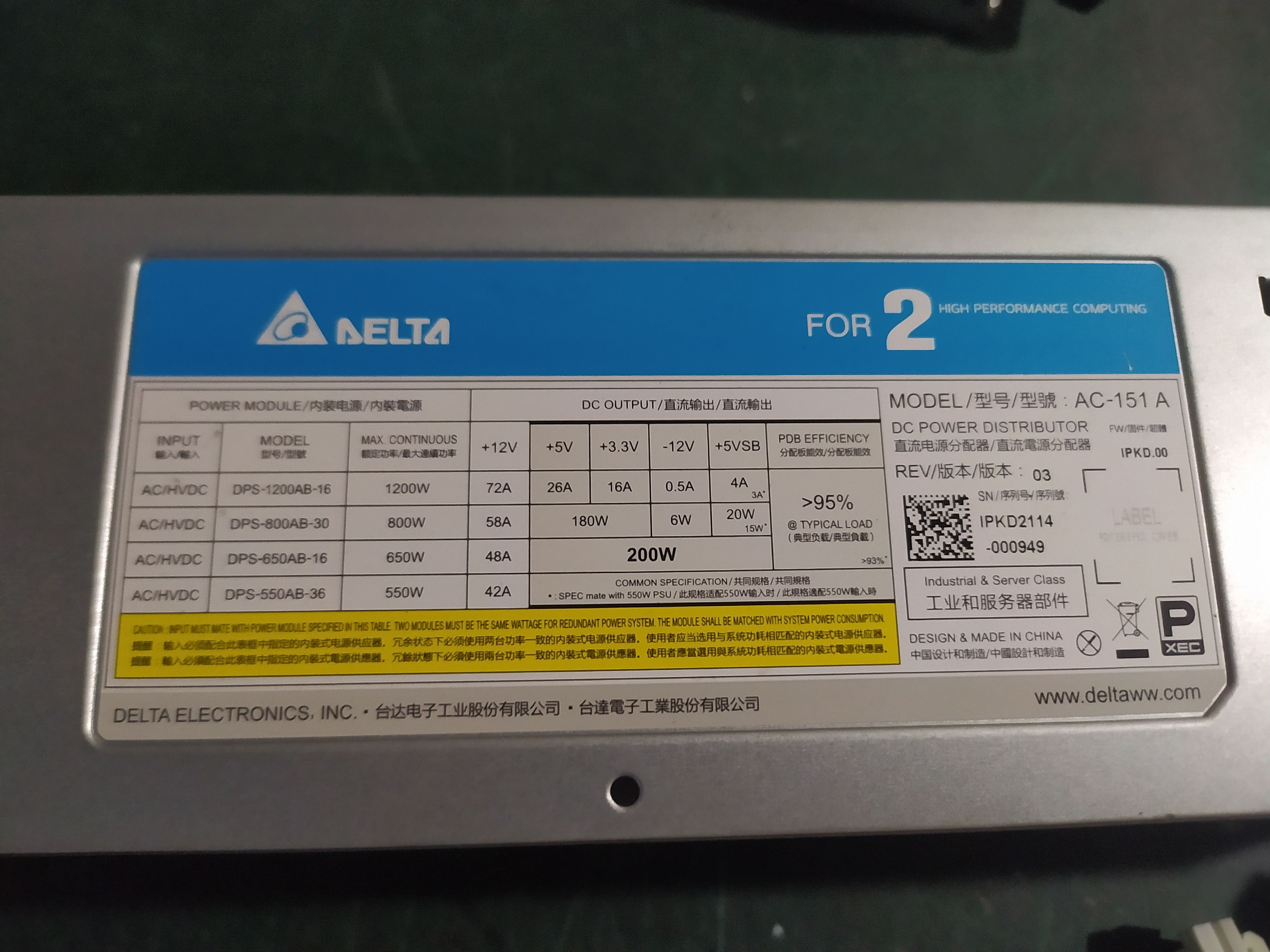 台达DPS-850AB-4P 850w冗余电源服务器AC-151A电源笼子支持1200w