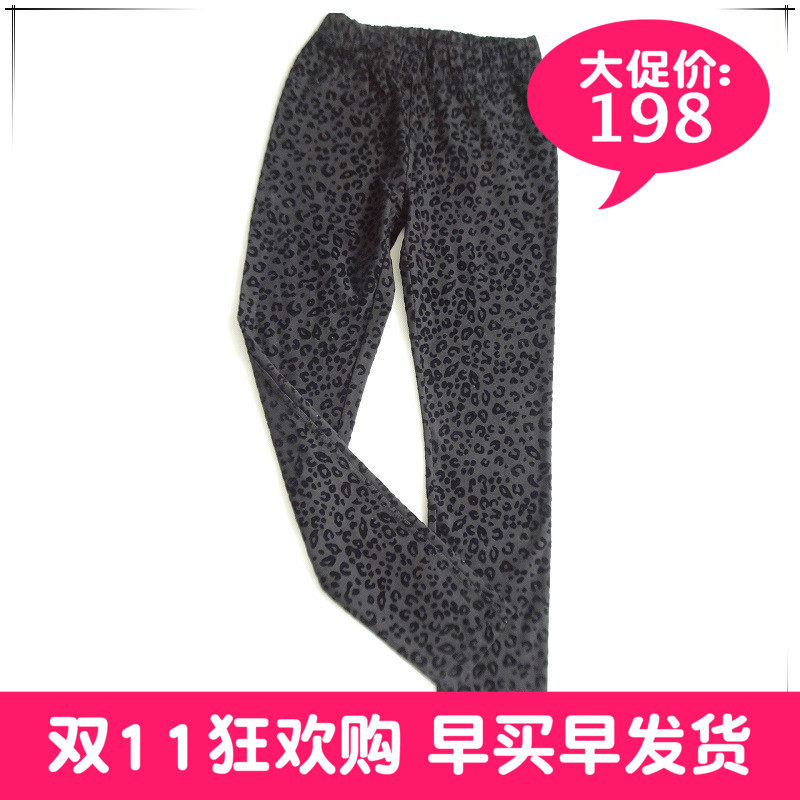 豹纹植绒打底显瘦外穿九分裤