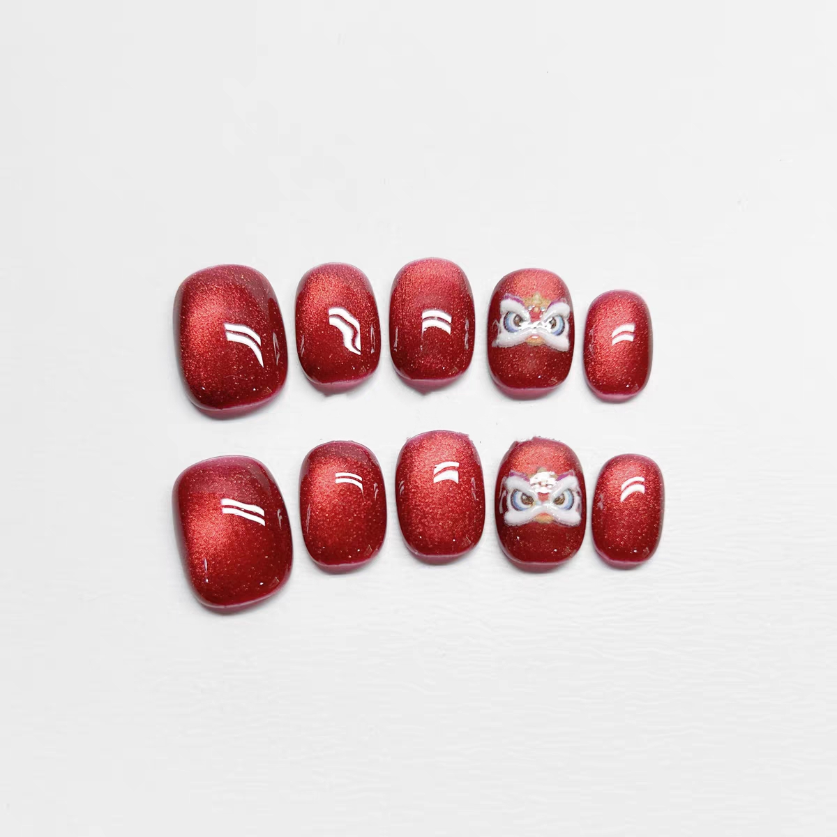 BOGEEL新年款纯手工穿戴甲短款车厘子红高级感显白美甲成品可拆卸