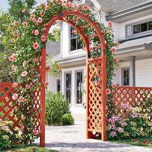 防腐木拱门花架爬藤架拱形栅栏围挡户外葡萄架院子装饰花园庭院门