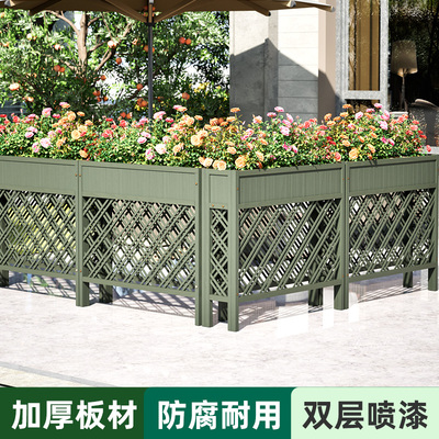 青灰色隔断花架户外庭院围栏木栅栏室内护栏餐厅塑木花架阳台花盆
