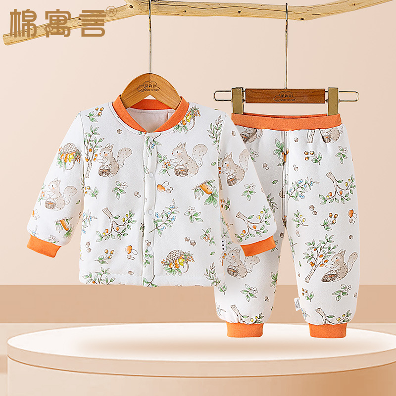 婴儿棉袄套装冬加厚夹袄300g分体棉服宝宝冬装棉衣夹棉内胆外出服