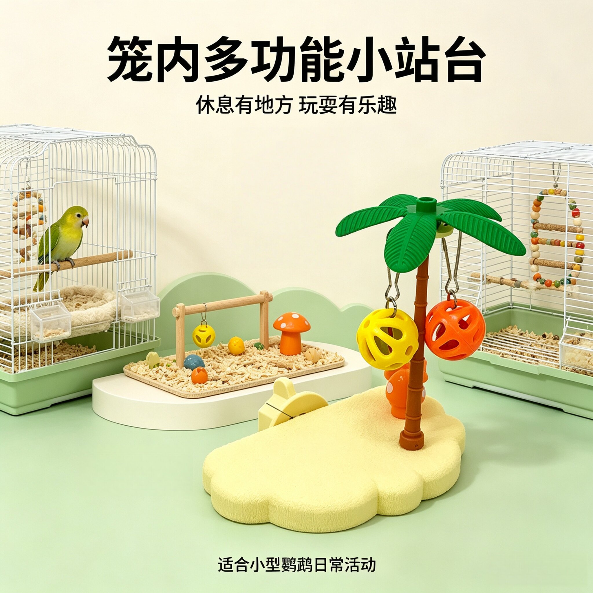 文鸟吊挂椰树造型休息鸟玩具