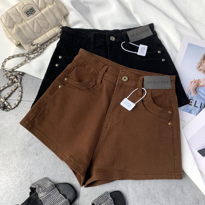 阔腿裤短裤美拉德高腰显瘦百搭