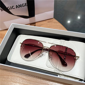 飞行员墨镜防紫外线太阳镜男士 韩版 复古半框蛤蟆镜大脸个性 驾驶镜