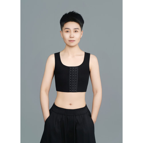 前排扣纯棉束胸背心女大胸显小