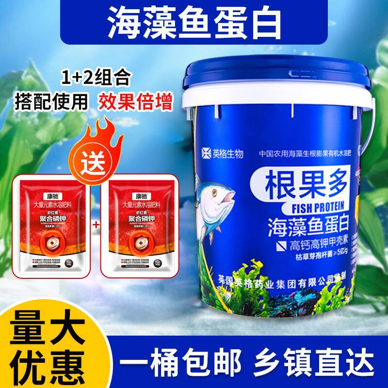 鱼蛋白海藻肥微生物菌肥甲壳素黄腐酸钾冲施肥高钙高钾桶装水溶肥