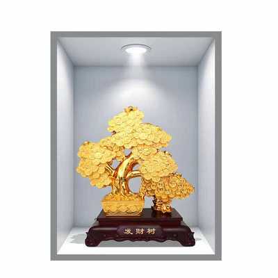 招财仿真3d立体效果盆栽贴画花盆3d立体墙贴高清自粘家居装饰画