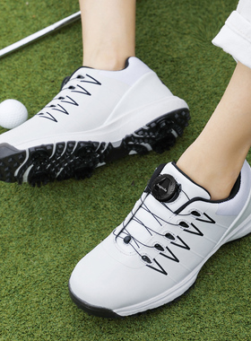 Aagoola正品高尔夫球鞋男士旋转扣鞋带活动钉高尔夫鞋白色运动鞋