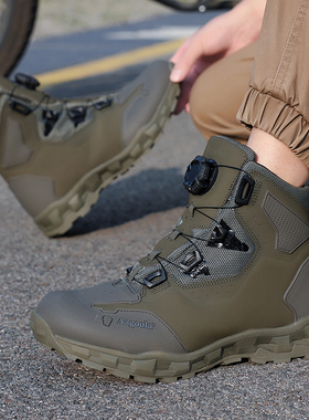 Aagoola户外高帮登山鞋男防滑防水保暖徒步鞋牛皮男鞋耐磨登山靴