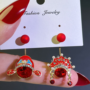 新款刀马旦京剧脸谱耳环中国风复古创意个性不对称娘子相公耳饰女